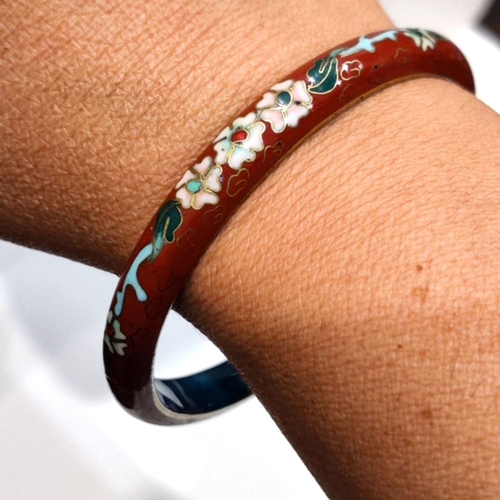 Vintage 70s cloisonne Chinese import bracelet
